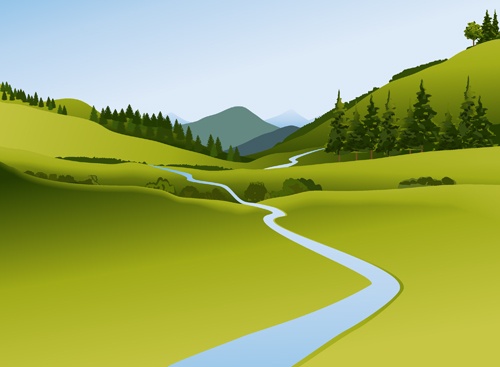 Beautiful fields landscapes vector set 25