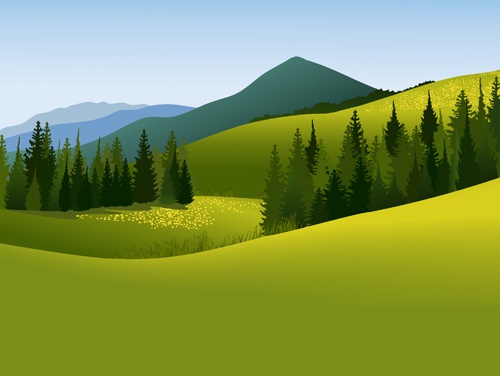 Beautiful fields landscapes vector set 24