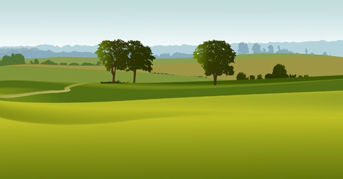 Beautiful fields landscapes vector set 18