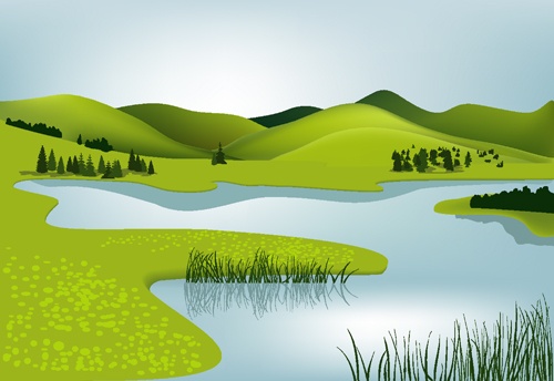 Beautiful fields landscapes vector set 10