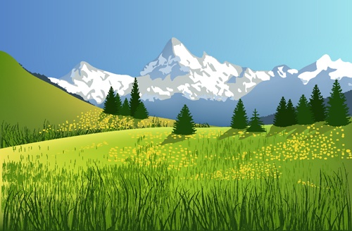 Beautiful fields landscapes vector set 11