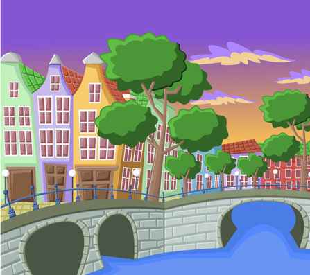 Beautiful Nature landscape lake vector graphics 05