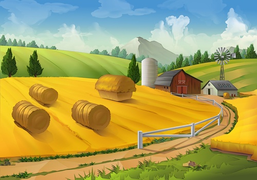 Beautiful rural landscapes vector material 01