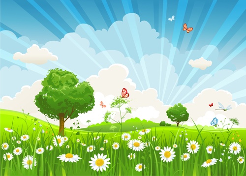 Beautiful Summer landscapes design vector 03