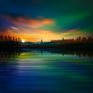 Beautiful Sunrise landscape vector set 02