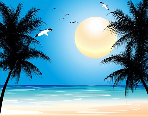 Beautiful Tropic landscape vector 03