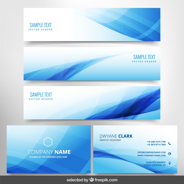 Blue wavy business stationery
