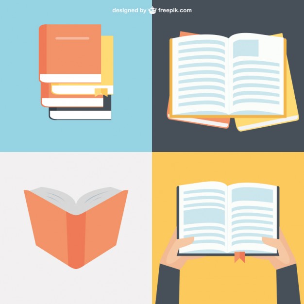 Book collection in flat design