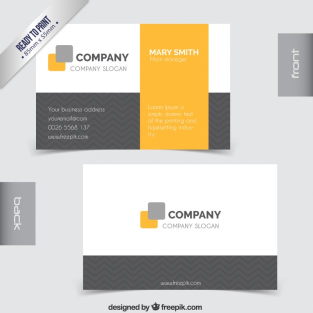 Business card in grey and yellow tones  Vector | Free Download