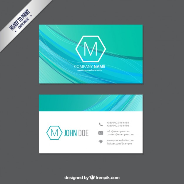 Business card with abstract waves  Vector | Free Download