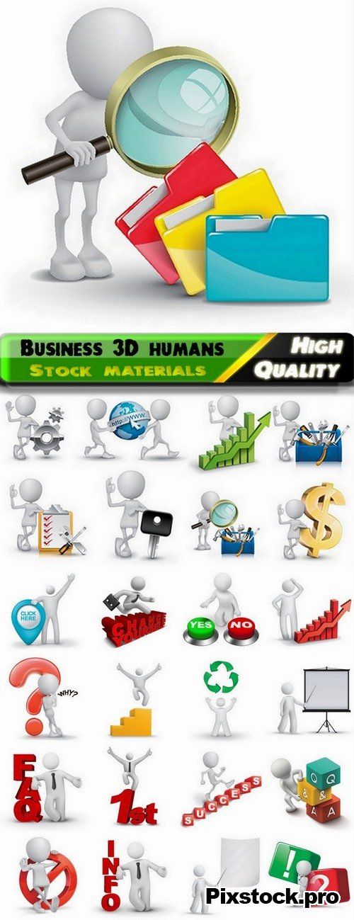 Business 3D white humans in vector from stock – 25 Eps
