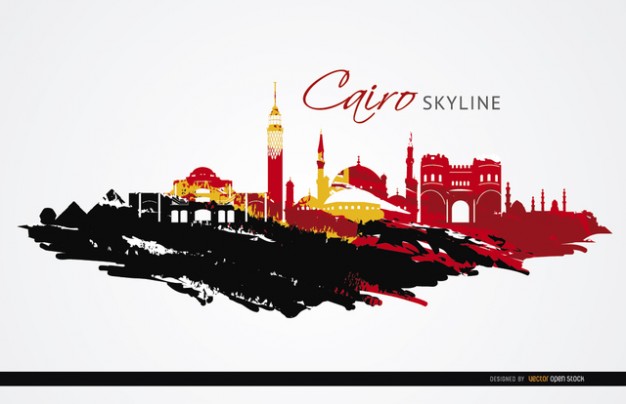 Cairo Flag Skyline Silhouette