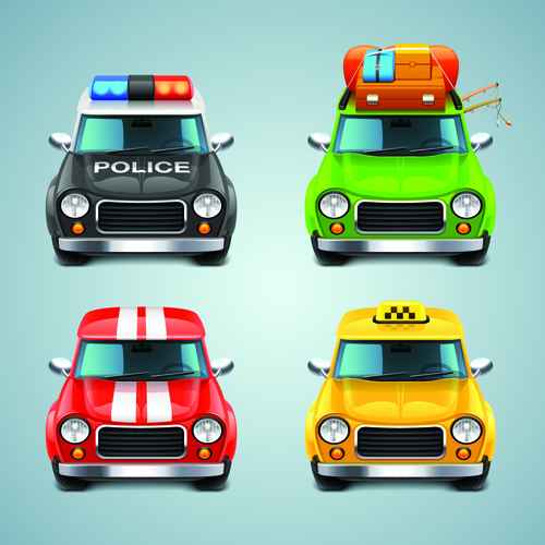 Cartoon Car Cute vector graphics set 08