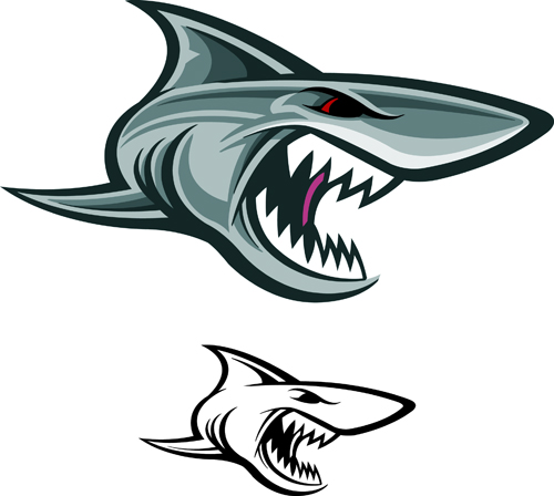 Cartoon funny shark vector material 09
