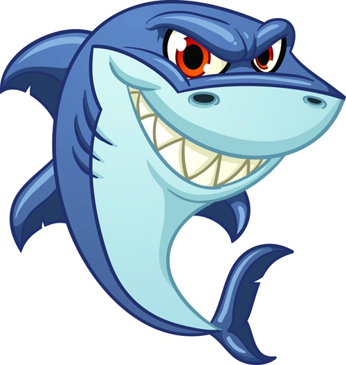 Cartoon funny shark vector material 08