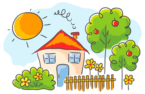 Cartoon landscape hand drawn vectors 02