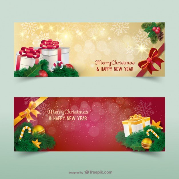 Christmas banners with sparks  Vector | Free Download