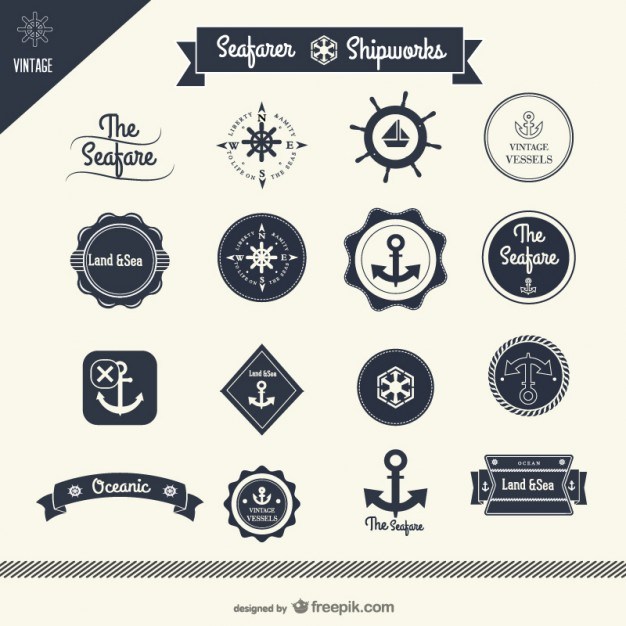 classic sailing stickers    vector  Vector | Free Download