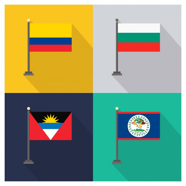 Colombia Bulgaria Antigua and Barbuda Belice Flags