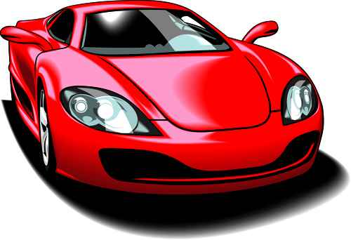 Colored Sport Car elements vector material 05