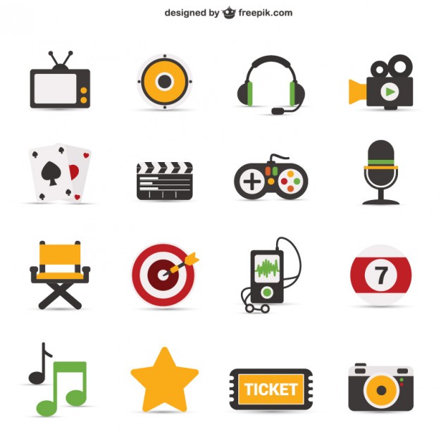 Colorful iconic objects  Vector | Free Download