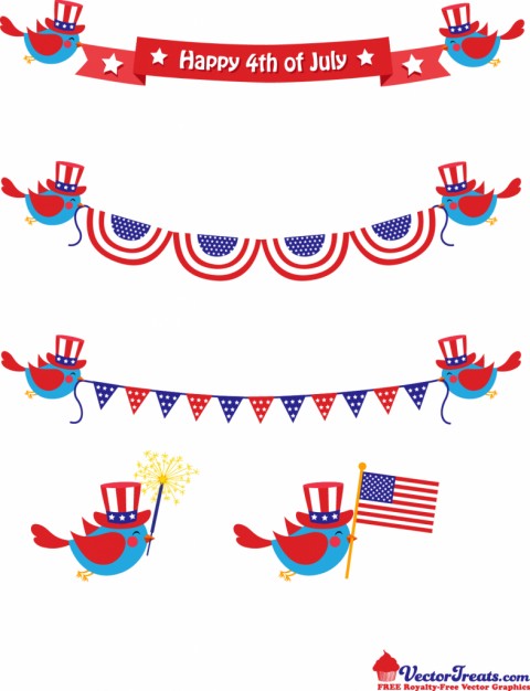Commemorate celebration with birds and flags