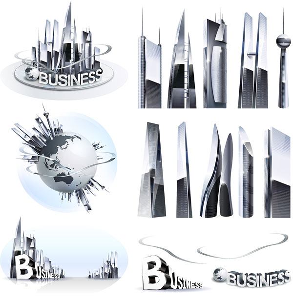 Commercial high-rise buildings Vector material