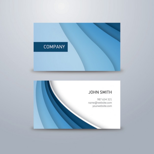 Corporate business card with blue waves  Vector | Free Download