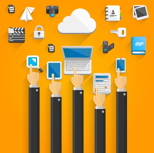 Creative cloud digital network vector template 04