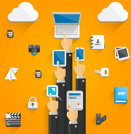 Creative cloud digital network vector template 01