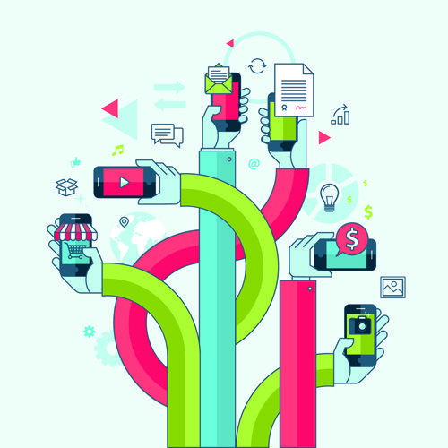 Creative Internet communication business template vector 06