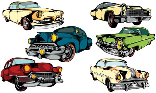 Creative retor cars vector material 02