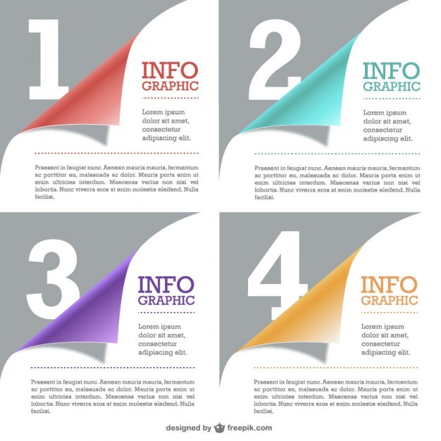 Curled pages free infographic   Vector | Free Download