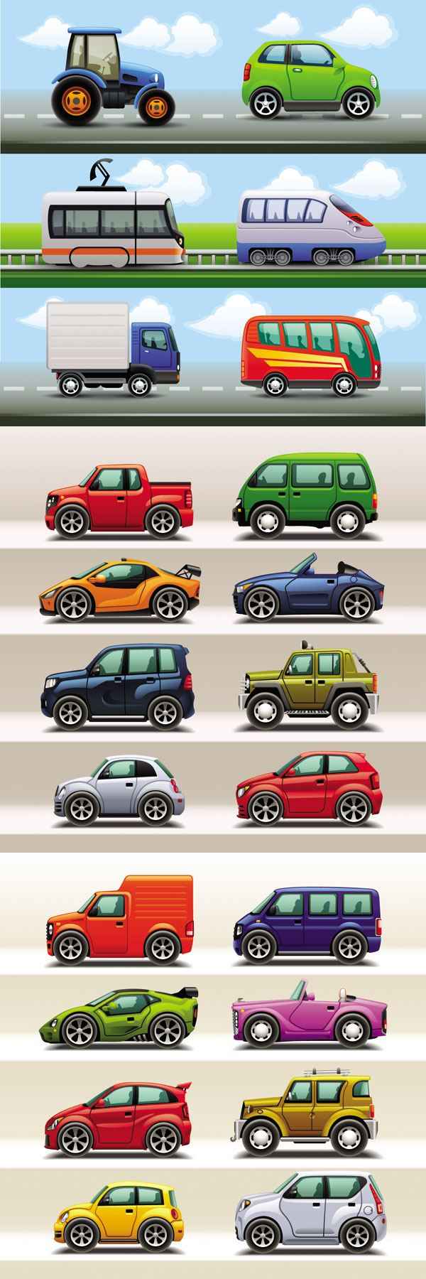 Cute cartoon car creative vector material