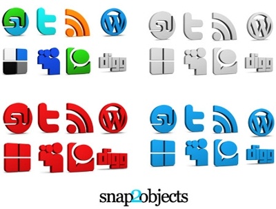 3D Social Media Icons for bloggers