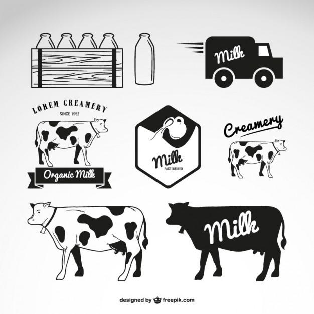 Diary products logos vector