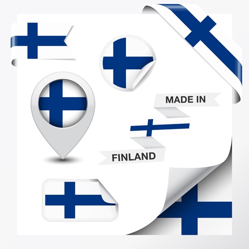 Different countries flag sticker with ribbon vector 09