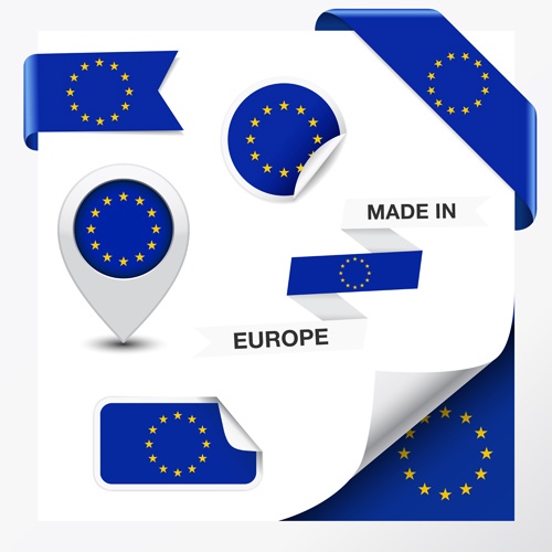 Different countries flag sticker with ribbon vector 07