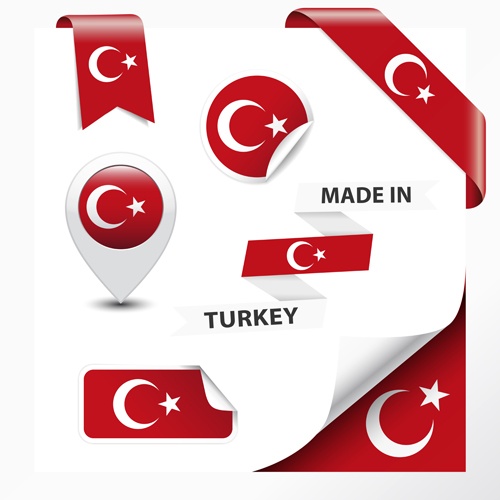 Different countries flag sticker with ribbon vector 04