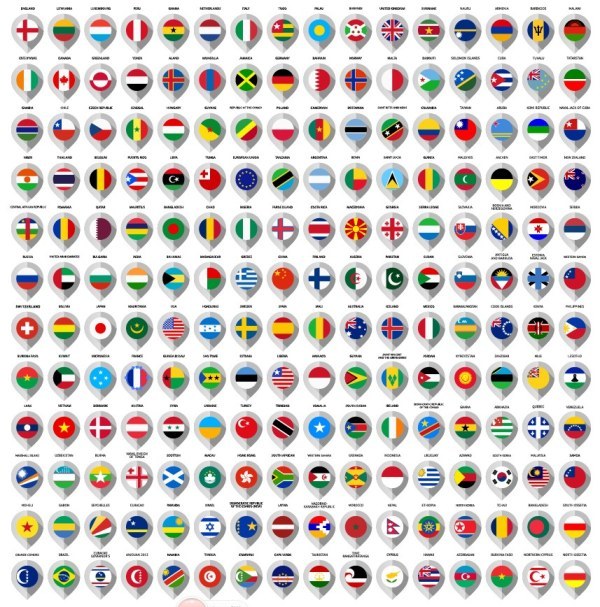 Different countries flags icons
