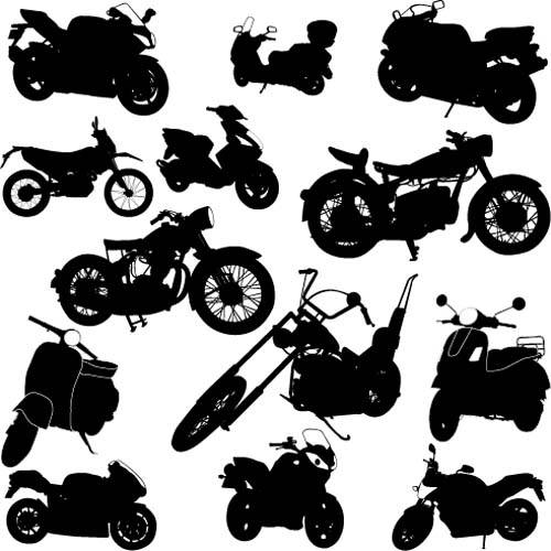 Different motorcycles silhouetters vector 03