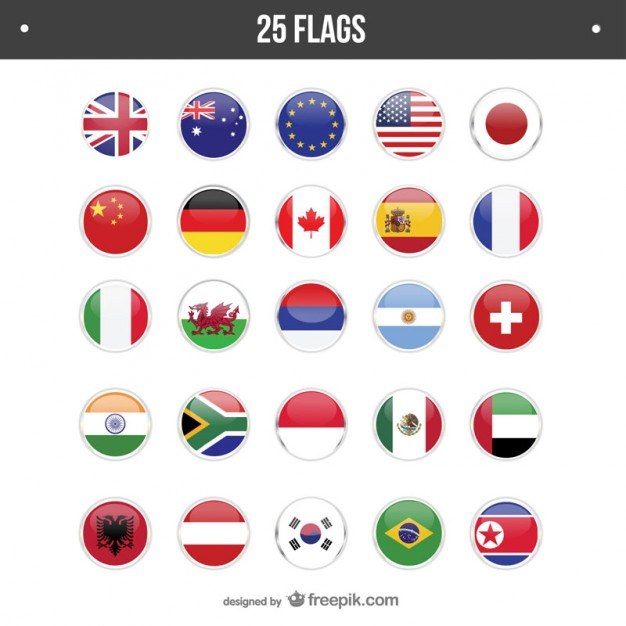 25 flags round set