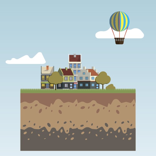 Flat urban landscape and building vector