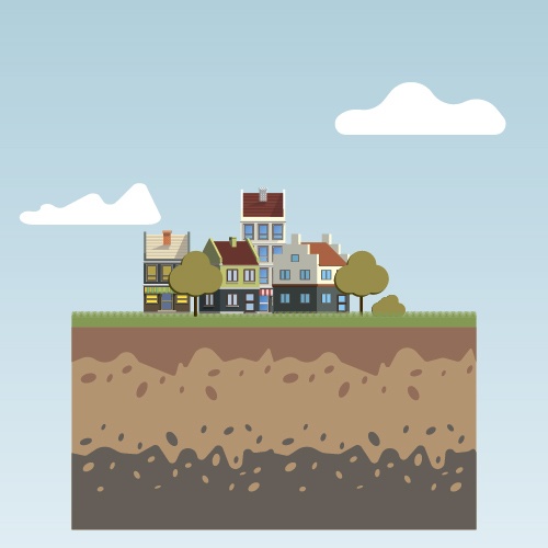 Flat urban landscape and building vector