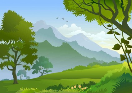 Forest landscape trees Illustration vector
