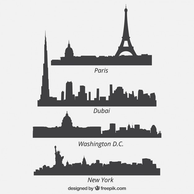 Four Cityscape Silhouettes Collection