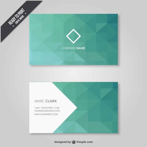 Geometrical business card in green tones  Vector | Free Download