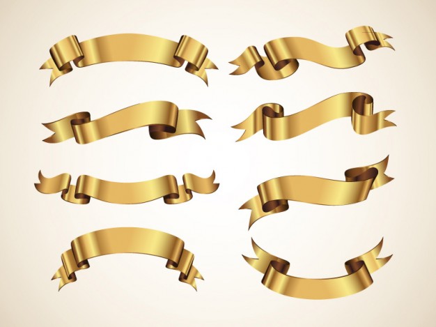 Golden Decorative Vector Ribbons Set  Vector | Free Download
