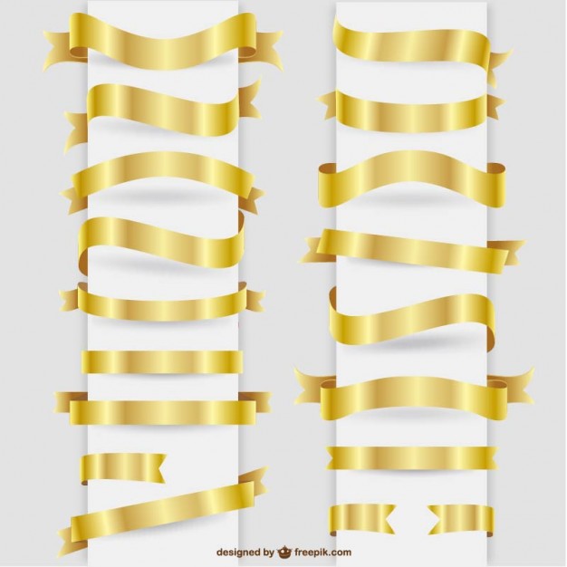 Golden ribbons graphic elements set