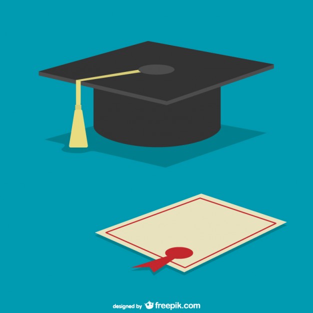 Graduation cap and diploma vector